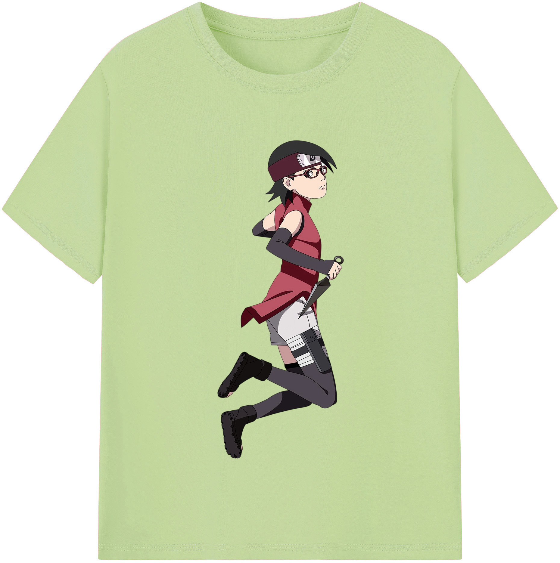 （画像用） NARUTO -ナルト- うちは サラダ Uchiha Sarada 綿100％半袖Tシャツ（フロントプリント）
